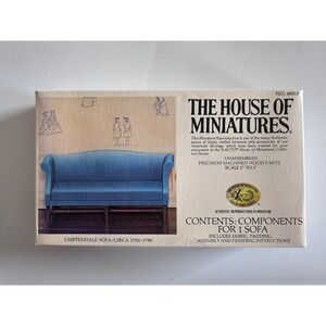 The House of Miniatures Chippendale Sofa/Couch #40015, Blue 1750-1790,